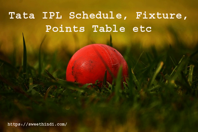 Tata IPL Schedule, Points table
